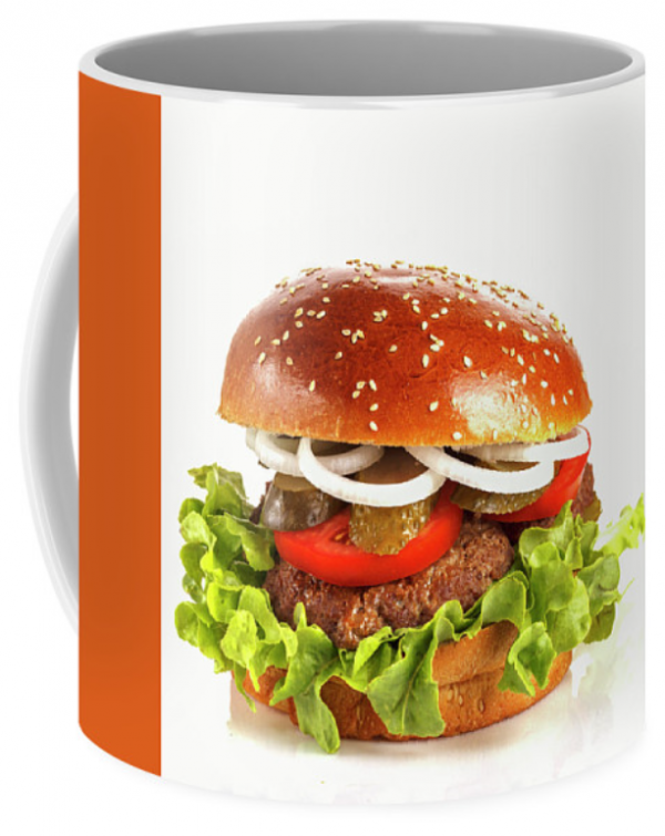 Mug dengan cetakan gambar makanan yang menggugah selera